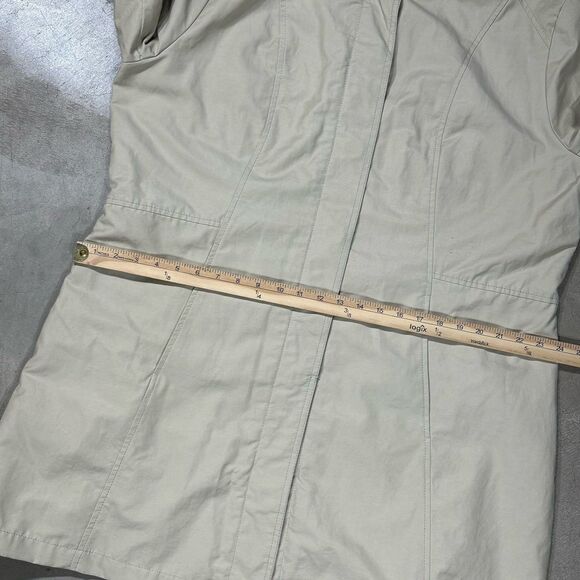 Eddie Bauer Jacket Women's Beige Rain Coat Trench Buttons Mid Length Utility - Picture 9 of 12